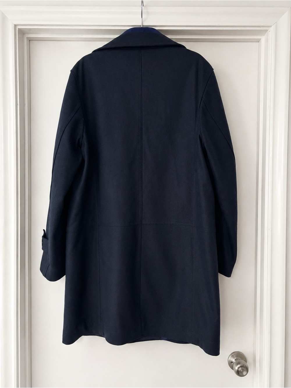 Kenneth Cole Mens Wool Blend Double Breasted Peacoat Navy Blue Large NWT - Picture 3 of 7
